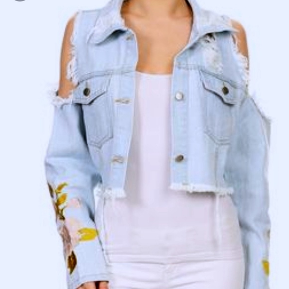 cold shoulder jean jacket